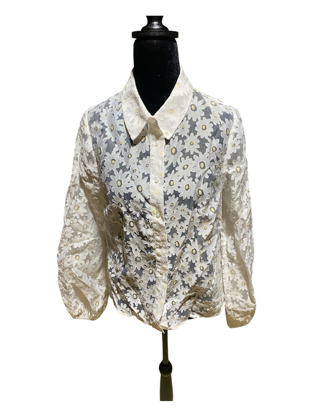 Lulu's White Daisy Eyelet Button Front Blouse